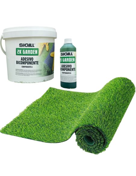 Rotolo Prato ErbaBella 2 mt x 10 mt Fili 25 mm Adesivo Fissaggio Incluso