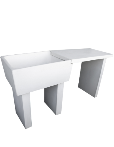 Pilozza Lavabo Calcestruzzo Cemento Serie Ostuni Incasso Destra Piano Laterale 