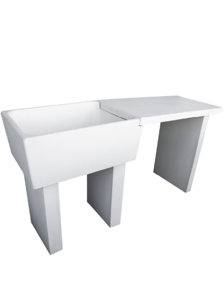 Pilozza Lavabo Calcestruzzo Cemento Serie Ostuni Incasso Destra Piano Laterale 