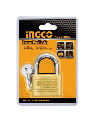 Lucchetto Ad Arco Ottone Con 3 Chiavi Estraibili Ottone Nichelato  