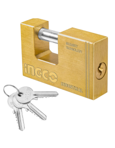 Lucchetto Rettangolare Ottone Massiccio Cilindro Acciaio 3 Chiavi Sicurezza