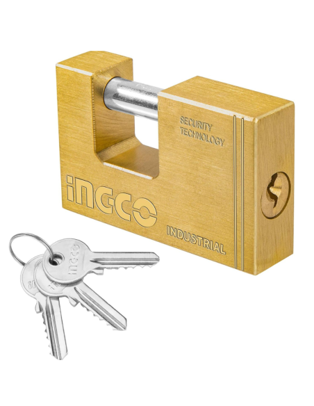 Lucchetto Rettangolare Ottone Massiccio Cilindro Acciaio 3 Chiavi Sicurezza