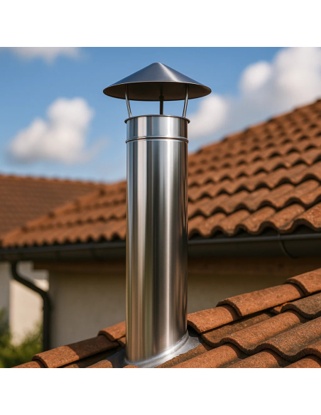 Tubo In Acciaio Inox Diametro 80 mm Sp. 0,5 mm h. 1000 mm Canna Fumaria