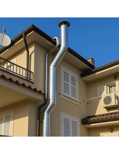 Tubo In Acciaio Inox Diametro 80 mm Sp. 0,5 mm h. 1000 mm Canna Fumaria