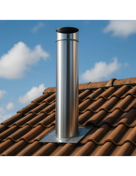 Tubo In Acciaio Inox Diametro 80 mm Sp. 0,5 mm h. 1000 mm Canna Fumaria