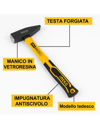 Martello Tedesco Impugnatura Vetroresina Antiscivolo Maneggevole Grammi 100 