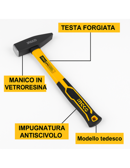 Martello Tedesco Impugnatura Vetroresina Antiscivolo Maneggevole Grammi 100 