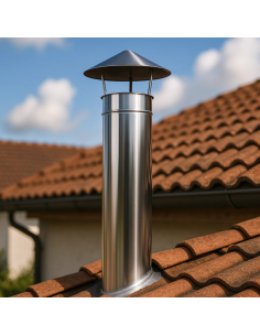 Tubo Acciaio Inox Diametro 200 mm Sp. 0,5 mm h. 1000 mm Canna Fumaria	 2