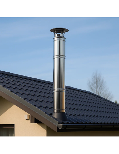 Elemento Lineare Doppia Parete Ø 200/250 mm Sp. 0,5 mm h. 1000 mm Canna Fumaria	