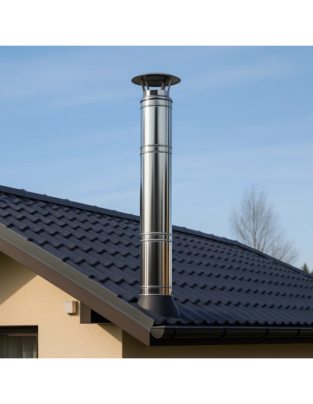 Elemento Lineare Doppia Parete Ø 200/250 mm Sp. 0,5 mm h. 1000 mm Canna Fumaria	