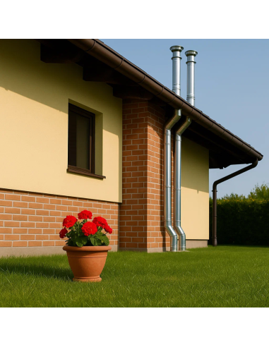 Elemento Lineare Doppia Parete Ø 200/250 mm Sp. 0,5 mm h. 1000 mm Canna Fumaria	