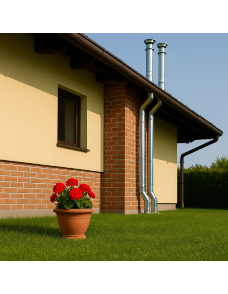 Elemento Lineare Doppia Parete Ø 200/250 mm Sp. 0,5 mm h. 1000 mm Canna Fumaria	