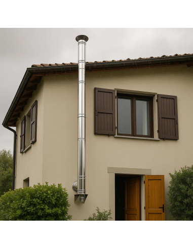 Elemento Lineare Doppia Parete Ø 200/250 mm Sp. 0,5 mm h. 1000 mm Canna Fumaria	