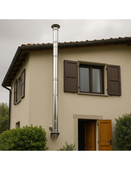 Elemento Lineare Doppia Parete Ø 200/250 mm Sp. 0,5 mm h. 1000 mm Canna Fumaria	