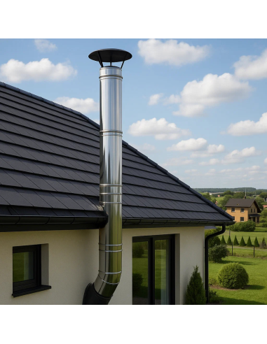 Elemento Lineare Doppia Parete Ø 200/250 mm Sp. 0,5 mm h. 1000 mm Canna Fumaria	