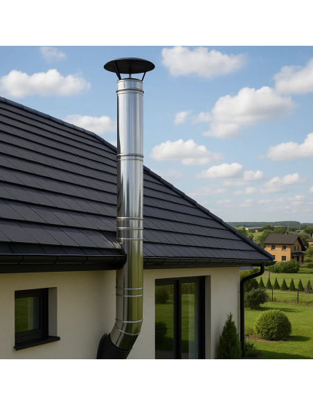 Elemento Lineare Doppia Parete Ø 200/250 mm Sp. 0,5 mm h. 1000 mm Canna Fumaria	