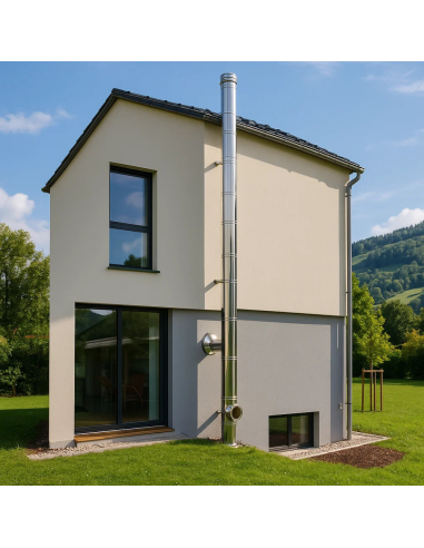 Elemento Lineare Doppia Parete Ø 200/250 mm Sp. 0,5 mm h. 1000 mm Canna Fumaria	