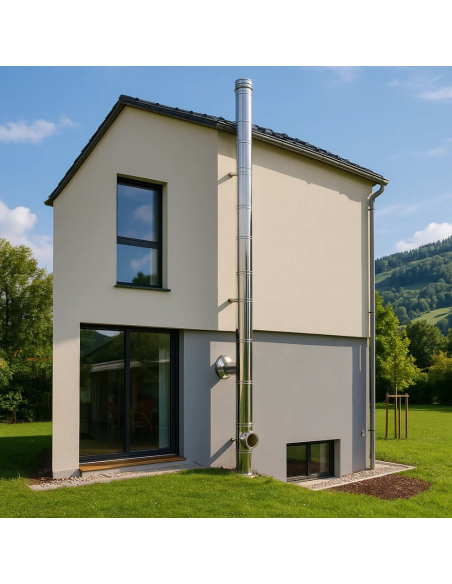 Elemento Lineare Doppia Parete Ø 200/250 mm Sp. 0,5 mm h. 1000 mm Canna Fumaria	