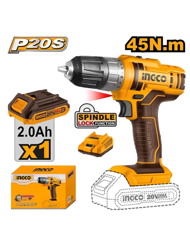 Trapano A Batteria 20V Inclusa Batteria 2Ah Caricabatterie Foratura  