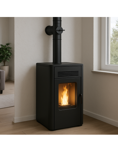 Elemento Acciaio Smaltato Valvola Arredo h. 300 mm Canale Fumo Stufa Pellet