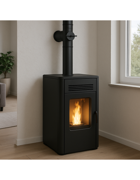 Elemento Acciaio Smaltato Valvola Arredo h. 300 mm Canale Fumo Stufa Pellet
