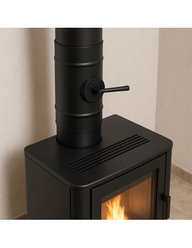 Elemento Acciaio Smaltato Valvola Arredo h. 300 mm Canale Fumo Stufa Pellet