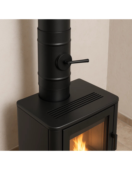 Elemento Acciaio Smaltato Valvola Arredo h. 300 mm Canale Fumo Stufa Pellet