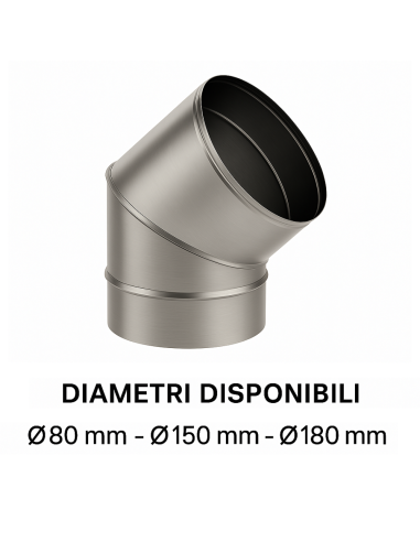Curva  45° Acciaio Inox Spessore 0,5 MM Canna Fumaria Monoparete 