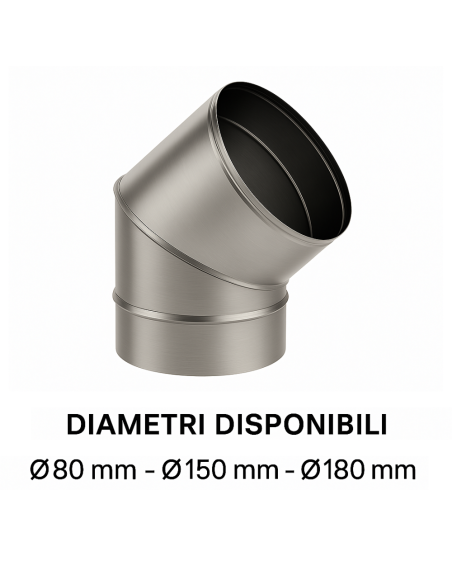 Curva  45° Acciaio Inox Spessore 0,5 MM Canna Fumaria Monoparete 