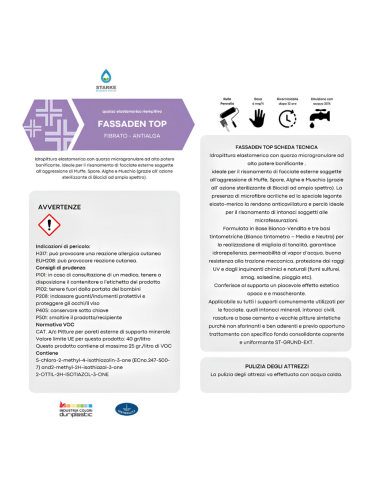 Pittura Fassaden Top Quarzo Elastomerico Fibrato Anticavillature Idrorepellente