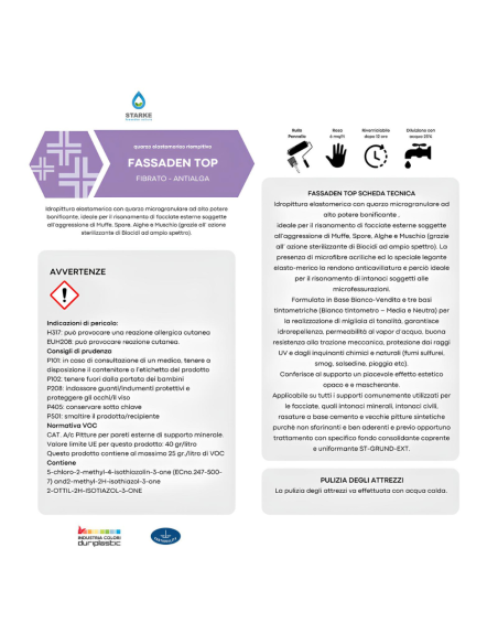 Pittura Fassaden Top Quarzo Elastomerico Fibrato Anticavillature Idrorepellente