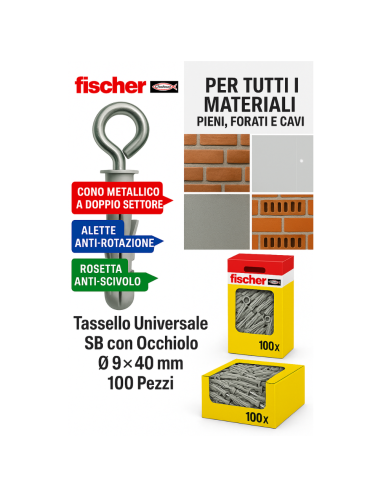 Tassello Espansione Occhiolo Aperto Fissaggi Fischer SB 9/1 (9mm) 100 pz