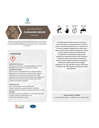 Quarzo Fine Fassaden Dekor Acrilico Coprente Idrorepellente Antialga Antimuffa