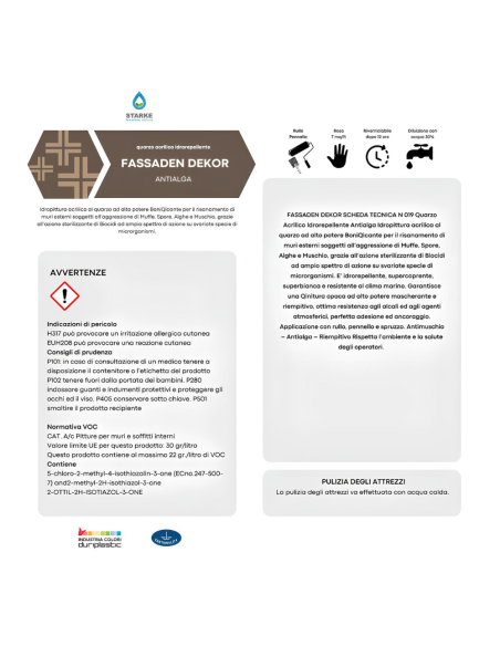 Quarzo Fine Fassaden Dekor Acrilico Coprente Idrorepellente Antialga Antimuffa