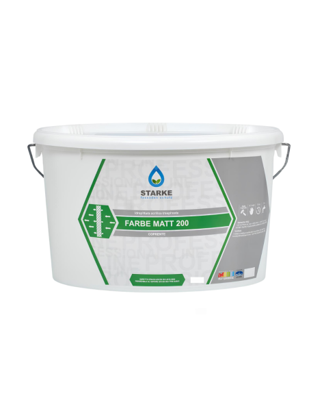 Farbe Matt 200 Pittura Acrilica Coprente Traspirante Bassa Lavabilità Interni