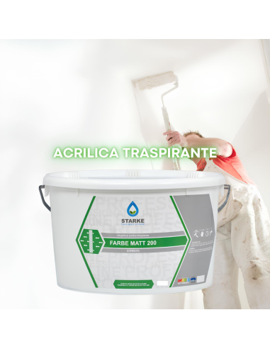 Farbe Matt 200 Pittura Acrilica Coprente Traspirante Bassa Lavabilità Interni