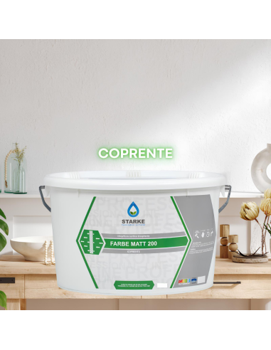 Farbe Matt 200 Pittura Acrilica Coprente Traspirante Bassa Lavabilità Interni