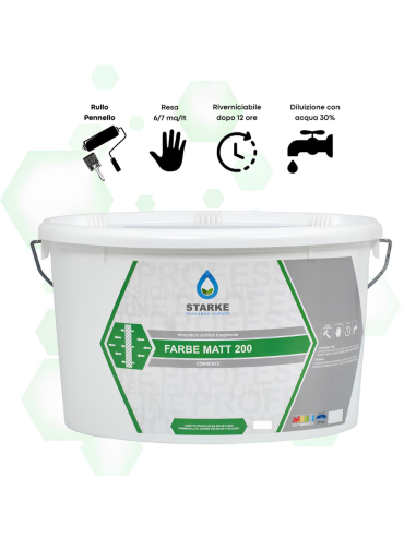 Farbe Matt 200 Pittura Acrilica Coprente Traspirante Bassa Lavabilità Interni