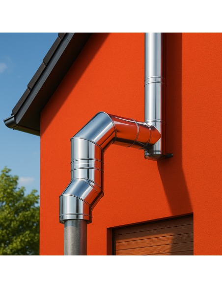 Curva  90° Acciaio Inox Ø 180/230 MM Spessore 0,5 MM Canna Fumaria Doppia Parete
