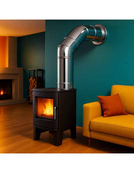 Curva  90° Acciaio Inox Ø 180/230 MM Spessore 0,5 MM Canna Fumaria Doppia Parete