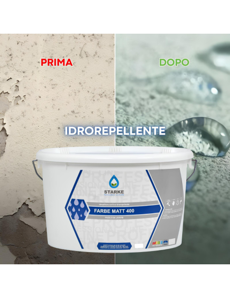 Farbe Matt 400 Pittura Acrilica Idrorepellente Coprente Traspirante Interni