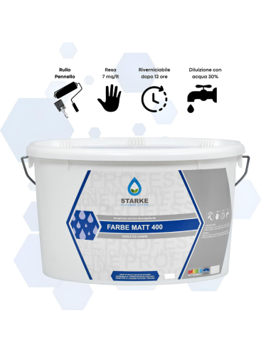 Farbe Matt 400 Pittura Acrilica Idrorepellente Coprente Traspirante Interni