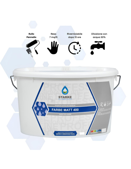 Farbe Matt 400 Pittura Acrilica Idrorepellente Coprente Traspirante Interni