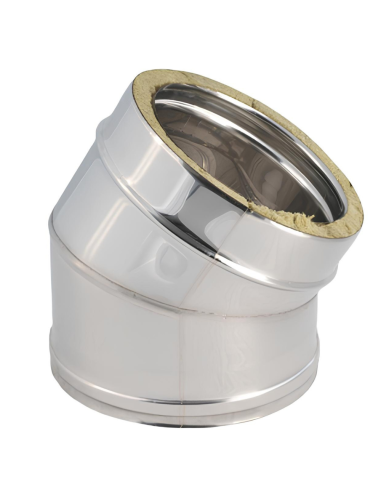 Curva 45° Doppia Parete Acciaio Inox Ø 180/230 MM Spessore 0,5 MM Canna Fumaria 