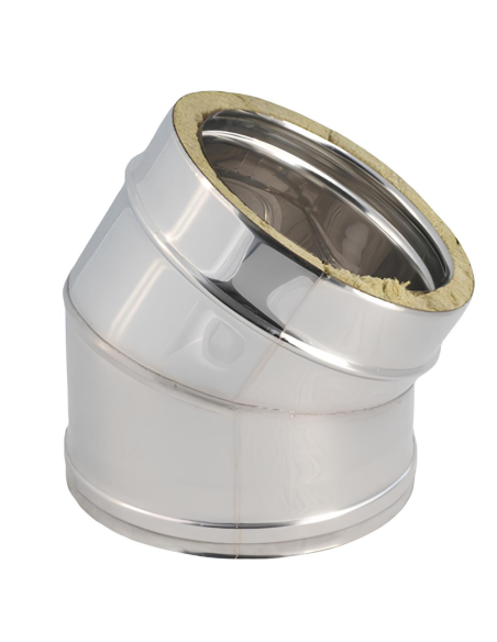 Curva 45° Doppia Parete Acciaio Inox Ø 200/250 MM Spessore 0,5 MM Canna Fumaria 