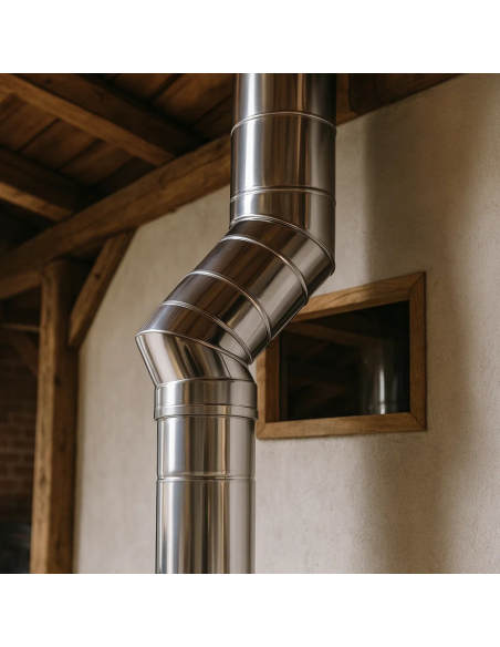 Curva 45° Doppia Parete Acciaio Inox Ø 200/250 MM Spessore 0,5 MM Canna Fumaria 