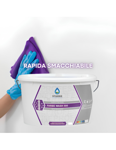 Farbe Wash 500 Idropittura Acrilica Lavabile Coprente Rapida Essiccazione