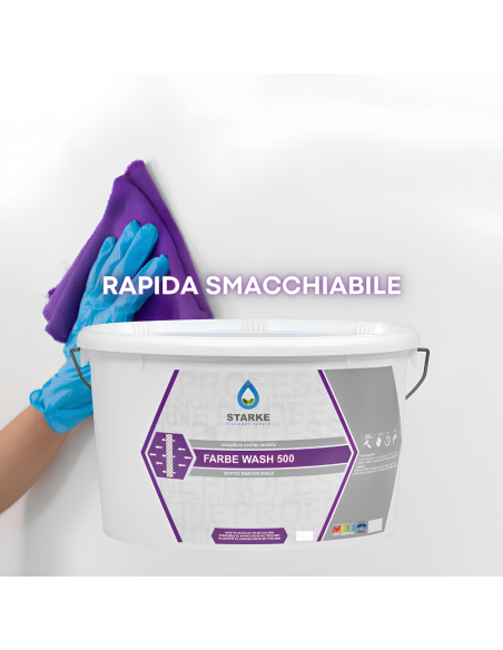 Farbe Wash 500 Idropittura Acrilica Lavabile Coprente Rapida Essiccazione