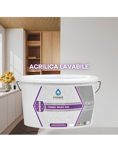 Farbe Wash 500 Idropittura Acrilica Lavabile Coprente Rapida Essiccazione
