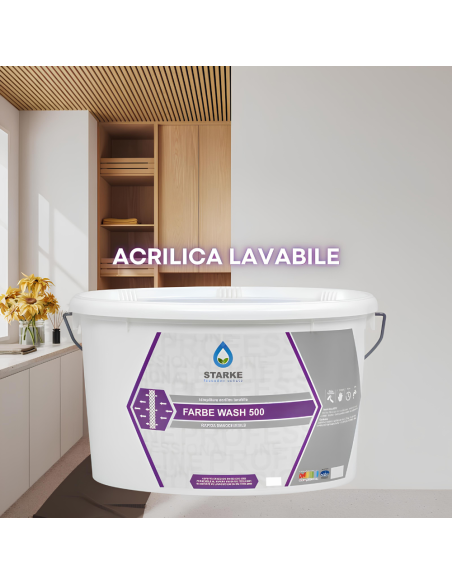 Farbe Wash 500 Idropittura Acrilica Lavabile Coprente Rapida Essiccazione